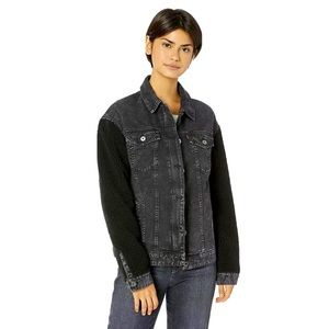 Levi’s Acid Washed Black Denim Trucker Jacket Lrg
